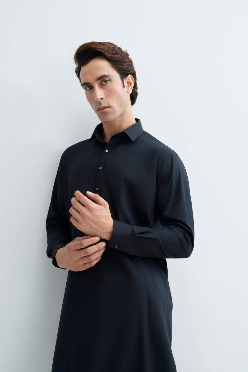 Jet Black Detailing Kameez Shalwar