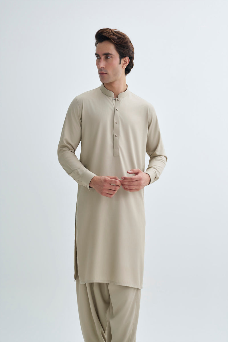 Creamy Beige Detailing Kameez Shalwar