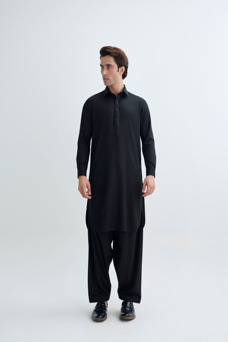 Jet Black Detailing Kameez Shalwar