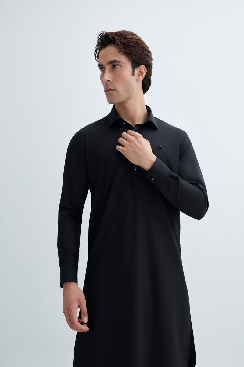 Jet Black Detailing Kameez Shalwar