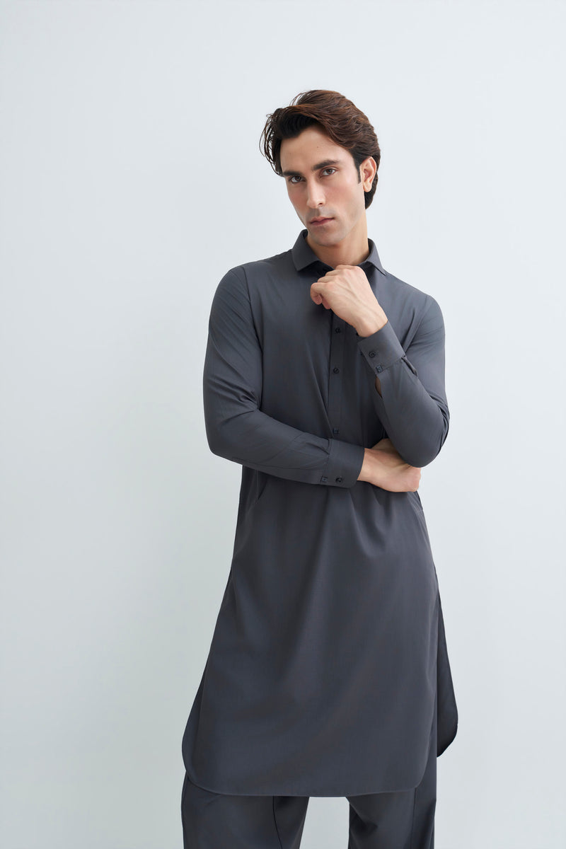 Metalic Grey Detailing Kameez Shalwar