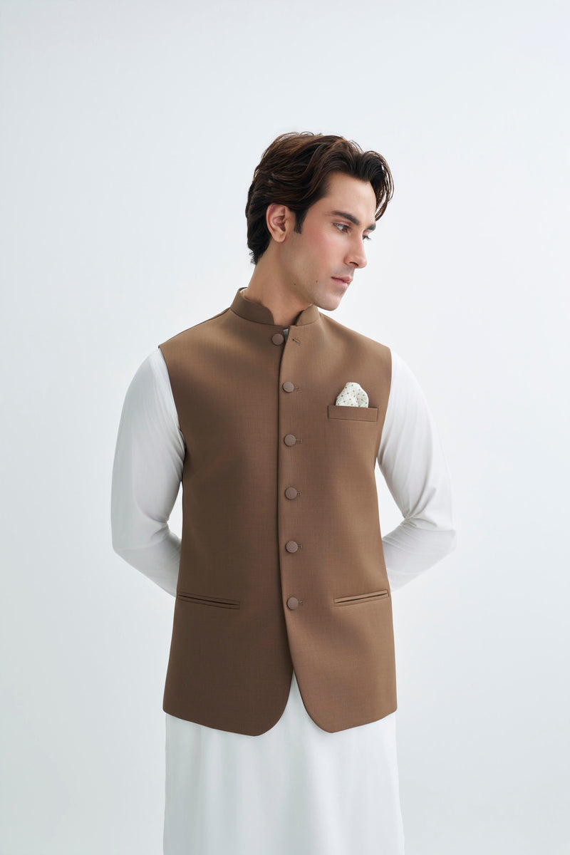 Dark Brown Wool Blend Waistcoat