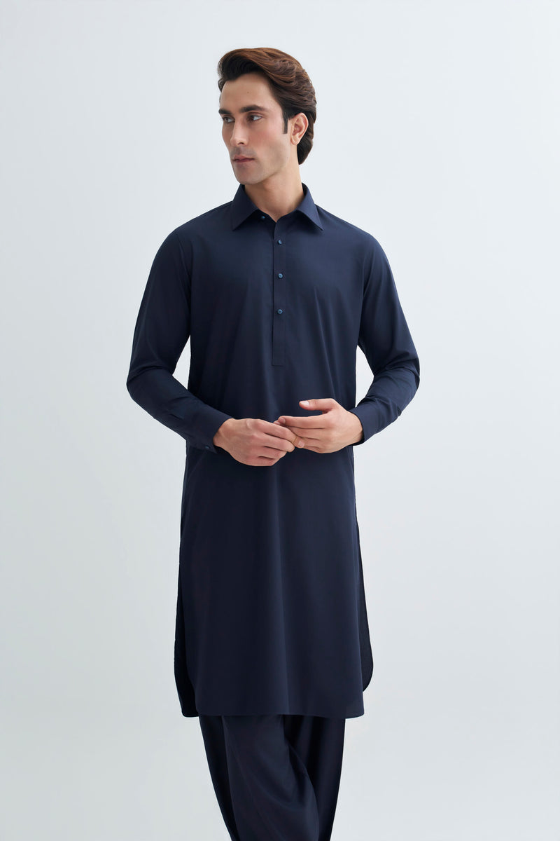 Navy Blue Blended kameez Shalwar