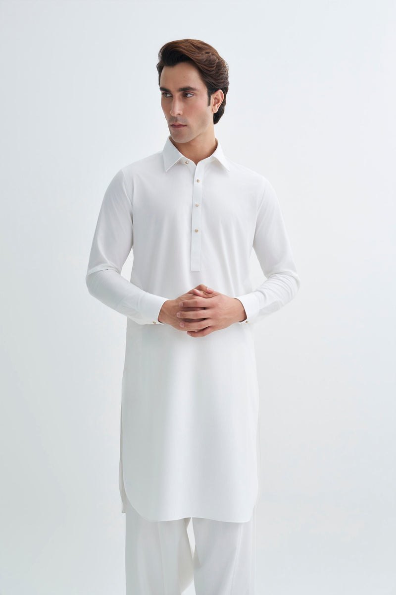 Egg White Blended Kameez Shalwar